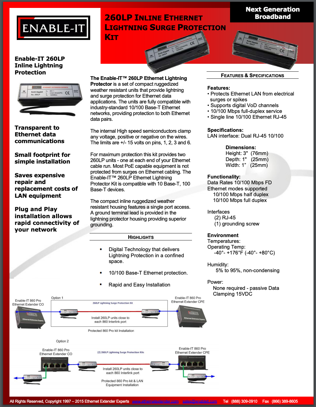 EnableIT 260LP Lightning Protection Kit Extender & PoE